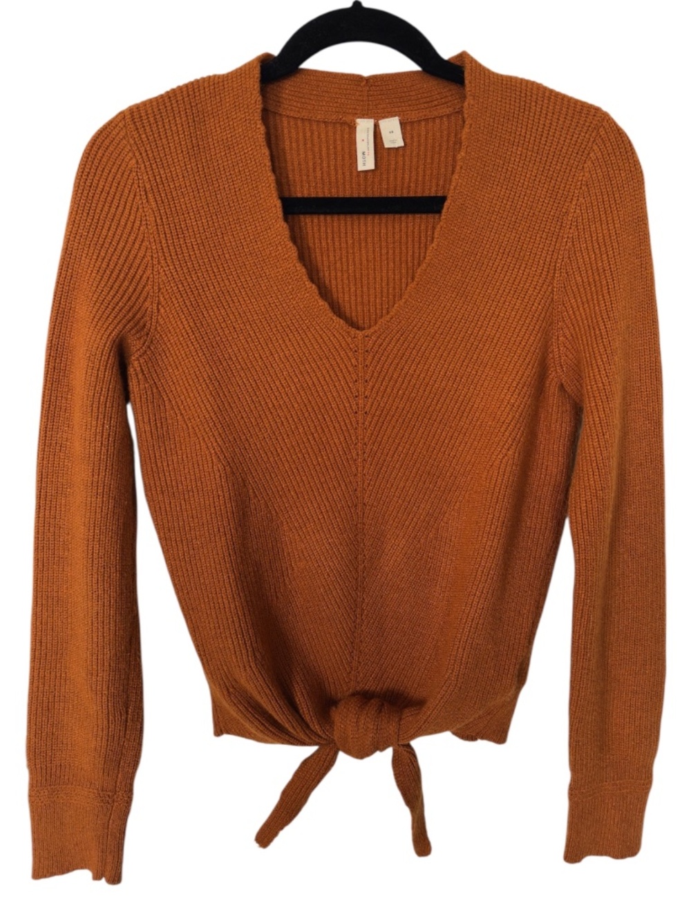 Anthropologie - Moth - Rib Knit Tie Front Sweater - Rust - XS